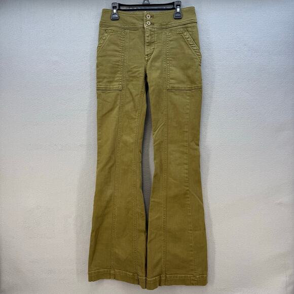 Pilcro and the Letterpress Pants - Pilcro and the Letterpress Jeans Women's 24 (0) Olive High-Rise Trouser Bootcut